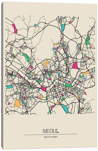 Seoul, South Korea Map Canvas Art Print - Seoul