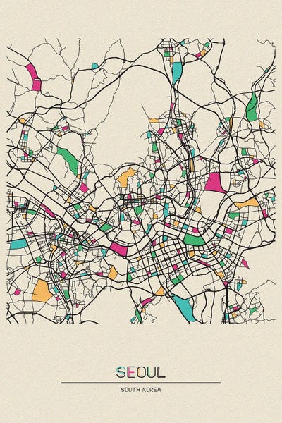 South Korea: Seoul, South Korea Map by Ayse Deniz Akerman