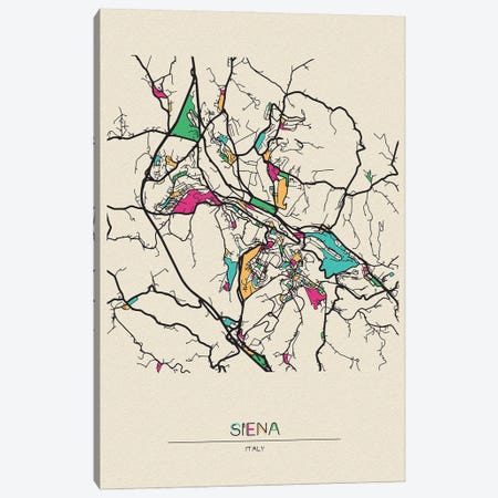 Siena, Italy Map Canvas Print #ADA661} by Ayse Deniz Akerman Art Print