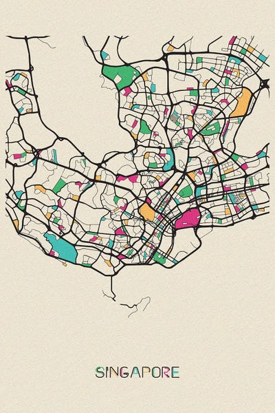 Singapore: Singapore Map by Ayse Deniz Akerman