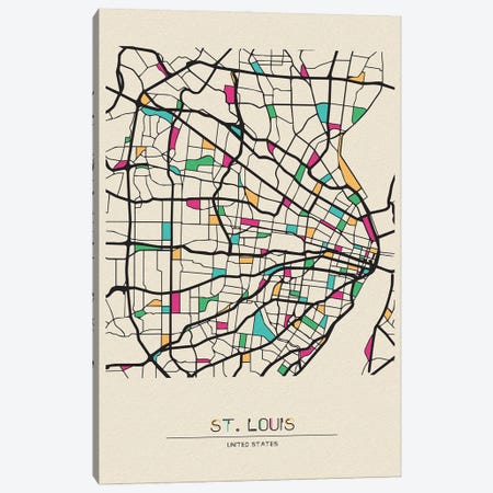 St. Louis, Missouri Map Canvas Print #ADA668} by Ayse Deniz Akerman Canvas Print