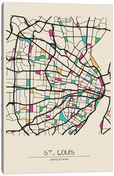 St. Louis, Missouri Map Canvas Art Print - City Maps