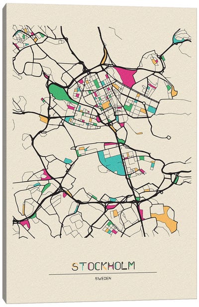 Stockholm, Sweden Map Canvas Art Print - Stockholm Art