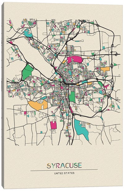 Syracuse, New York Map Canvas Art Print - City Maps