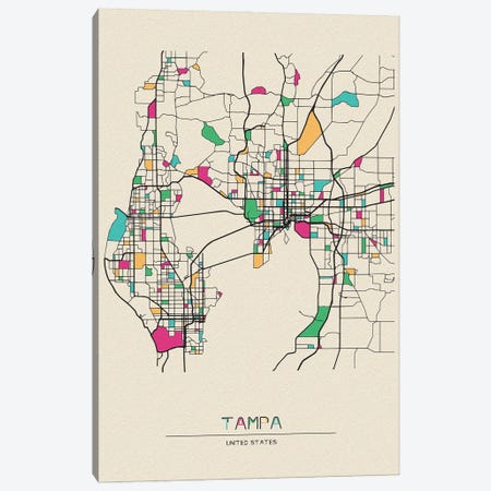 Tampa, Florida Map Canvas Print #ADA677} by Ayse Deniz Akerman Canvas Print
