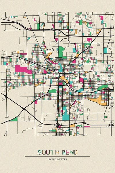 Indiana: South Bend, Indiana Map by Ayse Deniz Akerman
