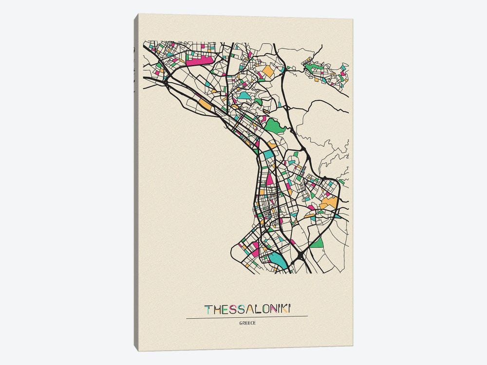 Thessaloniki, Greece Map by Ayse Deniz Akerman 1-piece Art Print