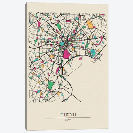 Tokyo, Japan Map Canvas Print #ADA689} by Ayse Deniz Akerman Art Print