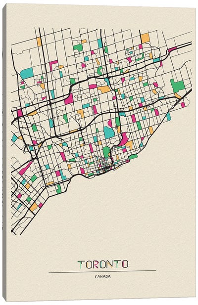 Toronto, Canada Map Canvas Art Print - Ontario Art