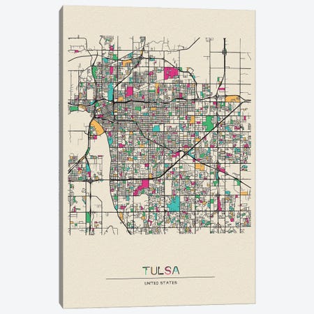 Tulsa, Oklahoma Map Canvas Print #ADA696} by Ayse Deniz Akerman Canvas Print