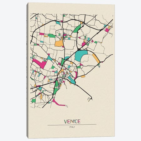Venice, Italy Map Canvas Print #ADA704} by Ayse Deniz Akerman Art Print