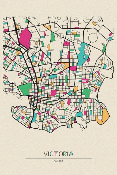 Victoria British Columbia Map Can Canvas Print Ayse Deniz Akerman   ADA705