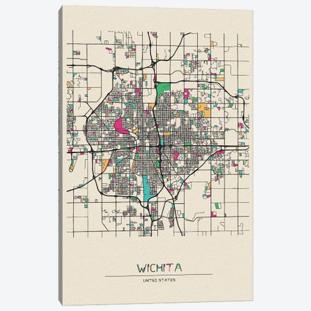 Wichita, Kansas Map Canvas Print #ADA712} by Ayse Deniz Akerman Canvas Art Print