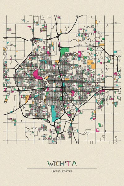 Ayse Deniz Akerman: Wichita, Kansas Map by Ayse Deniz Akerman