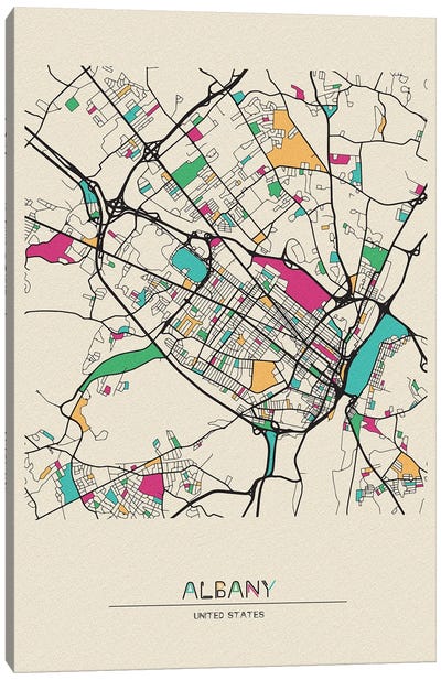Albany, New York Map Canvas Art Print - City Maps