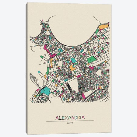 Alexandria, Egypt Map Canvas Print #ADA745} by Ayse Deniz Akerman Canvas Print