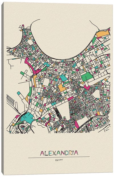 Alexandria, Egypt Map Canvas Art Print - City Maps