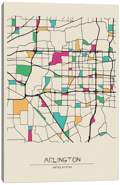 Arlington, Texas Map Canvas Art Print - City Maps