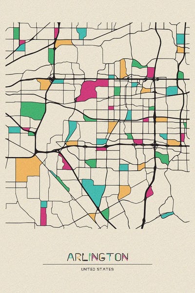 Fine Art Print: Arlington, Texas Map by Ayse Deniz Akerman