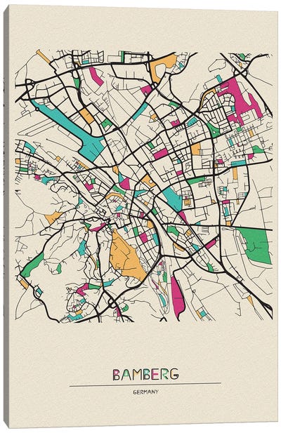 Bamberg, Germany Map Canvas Art Print - City Maps