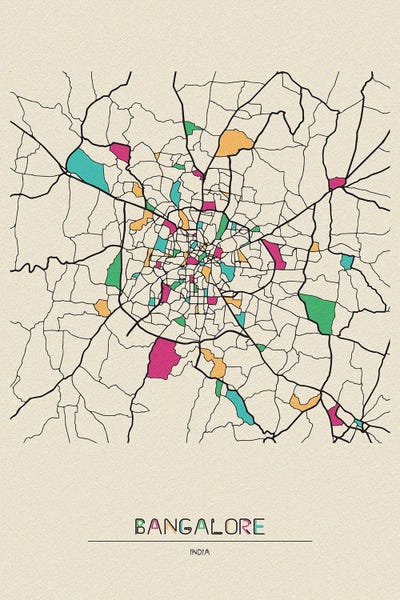 Karnataka: Bangalore, India Map by Ayse Deniz Akerman