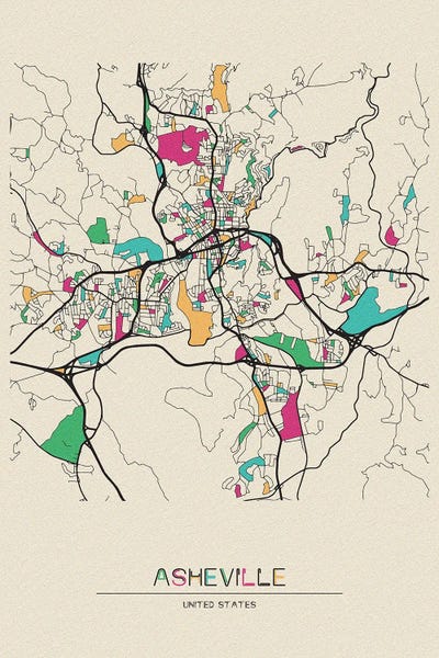 North Carolina: Asheville, North Carolina Map by Ayse Deniz Akerman