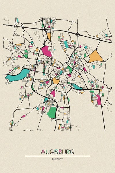Bavaria: Augsburg, Germany Map by Ayse Deniz Akerman