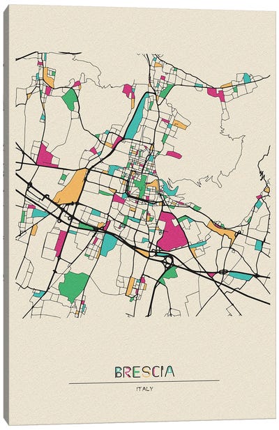 Brescia, Italy Map Canvas Art Print - City Maps