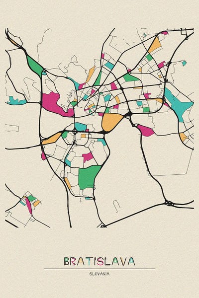 Slovakia: Bratislava, Slovakia Map by Ayse Deniz Akerman