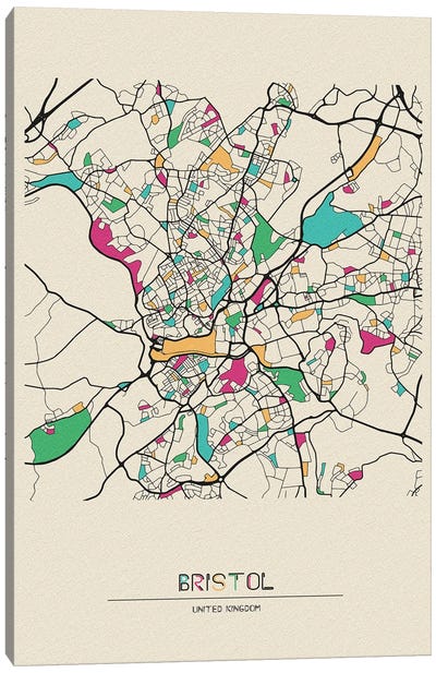 Bristol, United Kingdom Canvas Art Print - City Maps