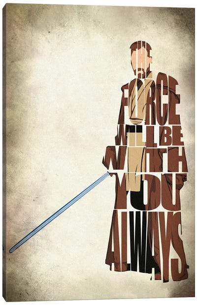 Obi-Wan Kenobi Canvas Art Print - Typographic Celebrities
