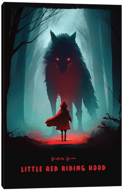 Little Red Riding Hood II Canvas Art Print - Animal Typography