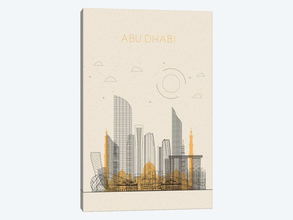 Abu Dhabi, UAE Cityscape by Ayse Deniz Akerman 1-piece Canvas Art Print