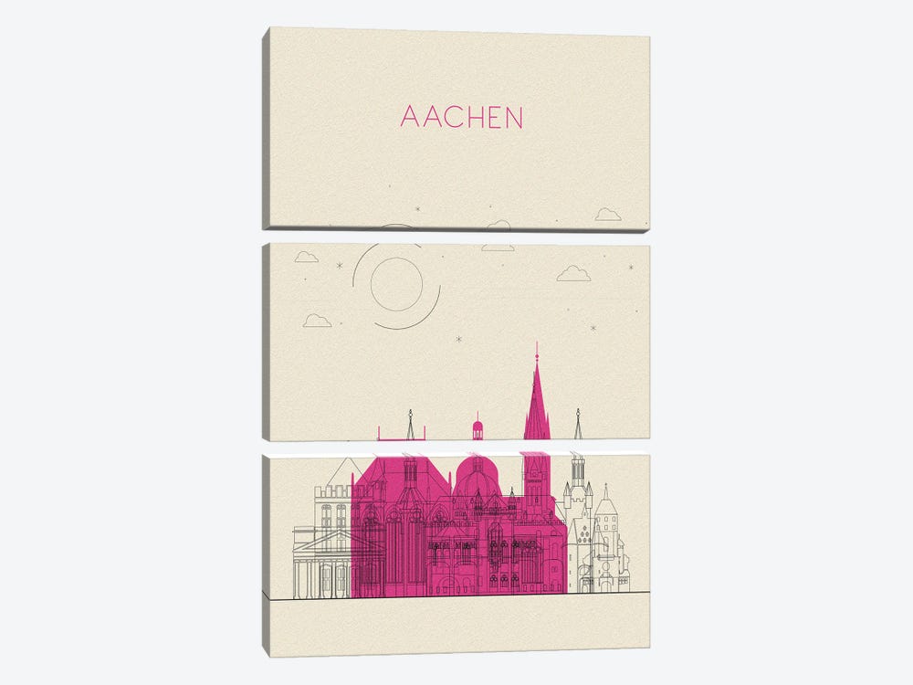 Aachen, Germany Cityscape by Ayse Deniz Akerman 3-piece Canvas Art