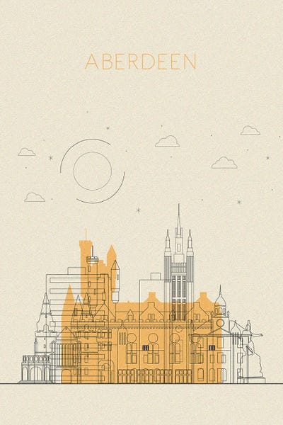 Aberdeen, United Kingdom Cityscape by Ayse Deniz Akerman art print