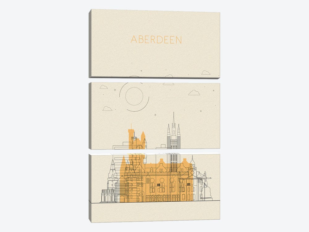 Aberdeen, United Kingdom Cityscape by Ayse Deniz Akerman 3-piece Canvas Art