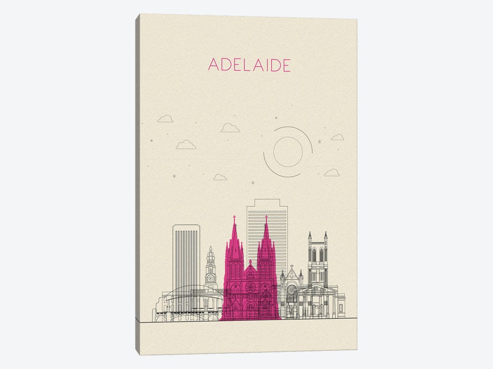 Adelaide, Australia Cityscape by Ayse Deniz Akerman 1-piece Canvas Artwork