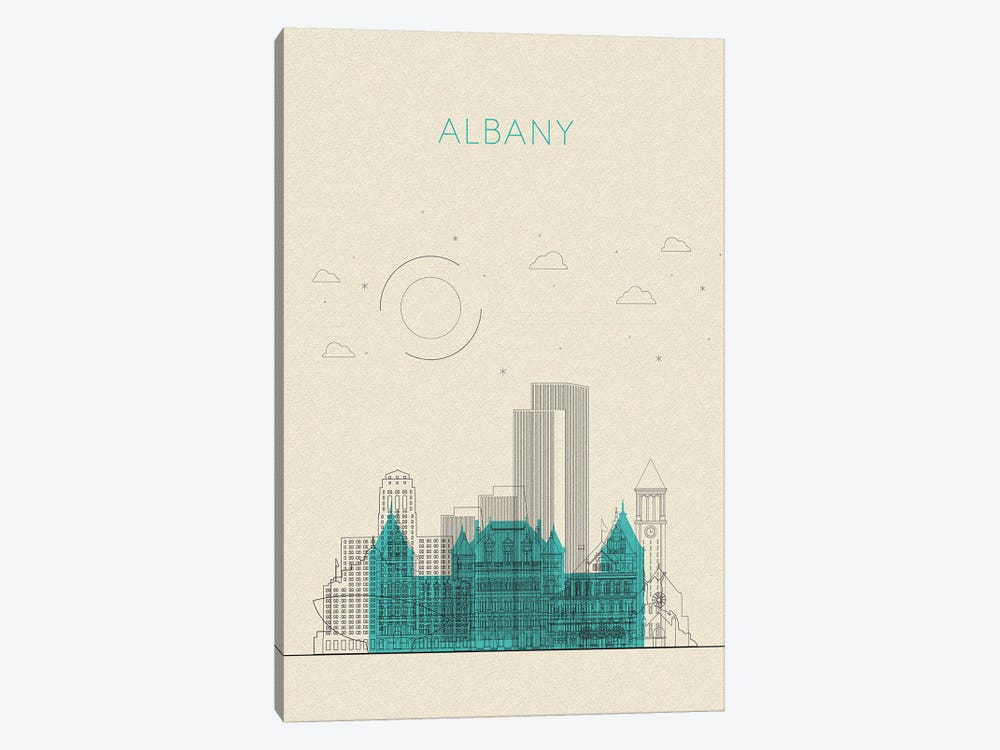 Albany, New York Cityscape by Ayse Deniz Akerman 1-piece Canvas Artwork