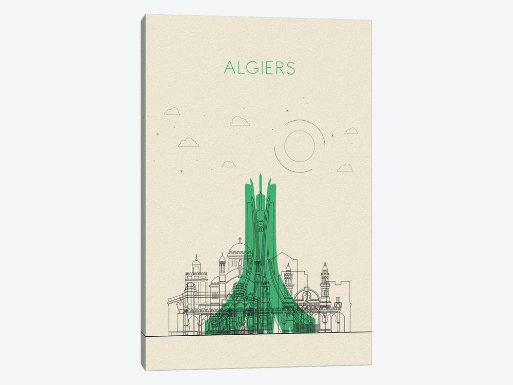 Algiers, Algeria Cityscape by Ayse Deniz Akerman 1-piece Canvas Artwork