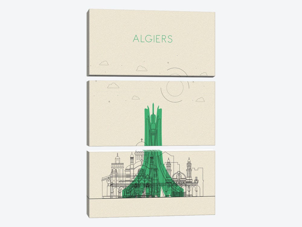 Algiers, Algeria Cityscape by Ayse Deniz Akerman 3-piece Canvas Art