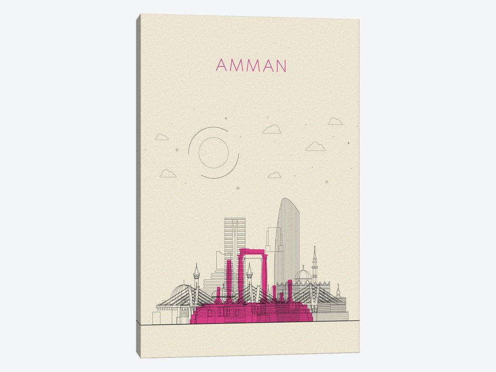 Amman, Jordan Cityscape by Ayse Deniz Akerman 1-piece Canvas Print