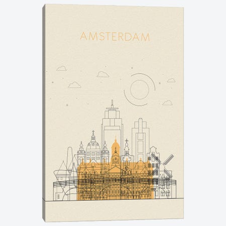 Amsterdam, Netherlands Cityscape Canvas Print #ADA882} by Ayse Deniz Akerman Canvas Art Print