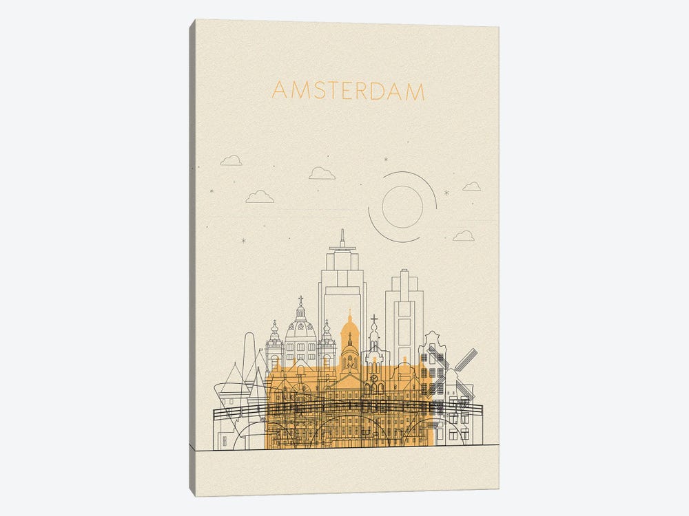 Amsterdam, Netherlands Cityscape by Ayse Deniz Akerman 1-piece Canvas Art