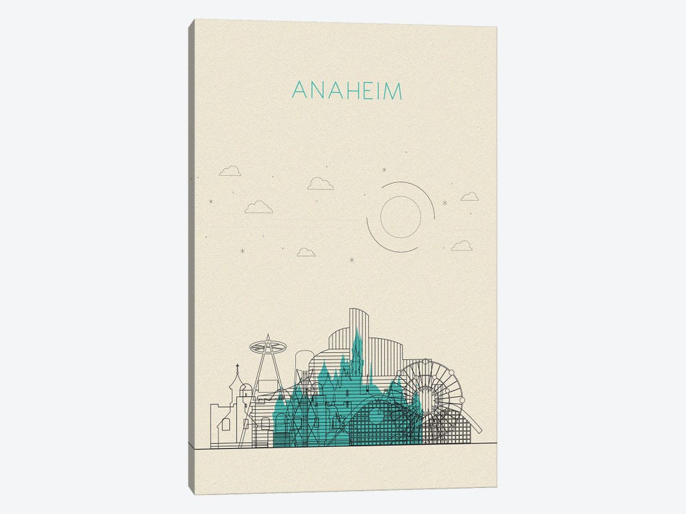 Anaheim, California Cityscape by Ayse Deniz Akerman 1-piece Canvas Print