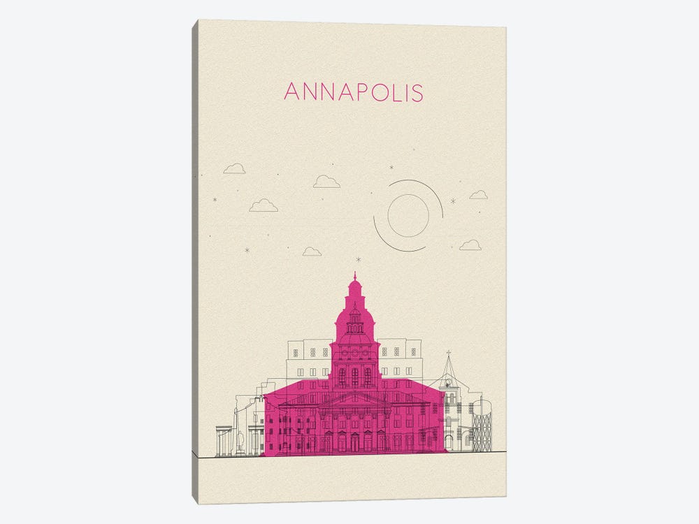 Annapolis, Maryland Cityscape by Ayse Deniz Akerman 1-piece Canvas Print