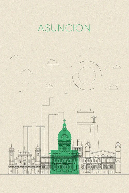 Asuncion, Paraguay Cityscape by Ayse Deniz Akerman wall art