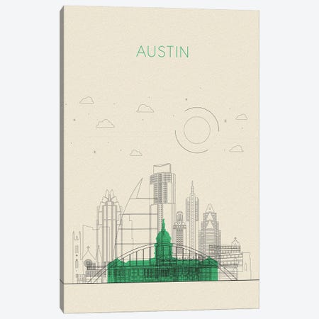 Austin, Texas Cityscape Canvas Print #ADA888} by Ayse Deniz Akerman Canvas Print