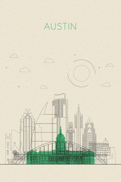 Fine Art Print: Austin, Texas Cityscape by Ayse Deniz Akerman