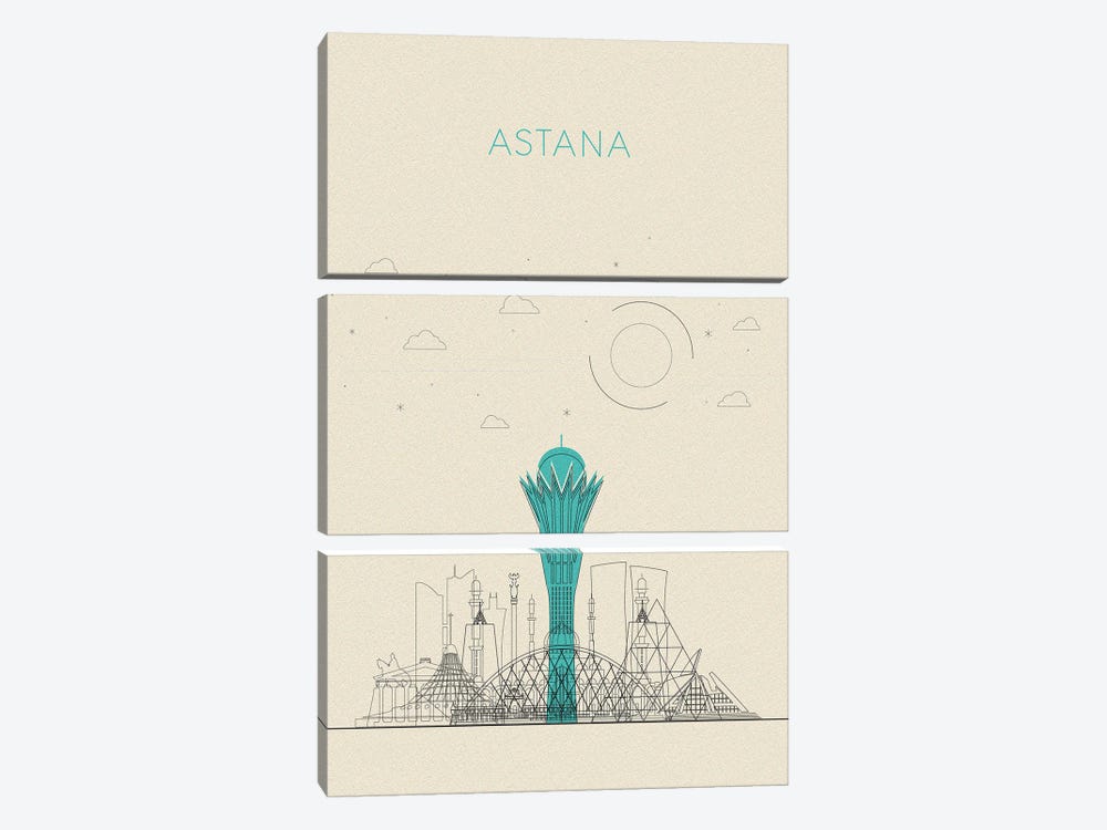 Astana, Kazakhstan Cityscape by Ayse Deniz Akerman 3-piece Art Print