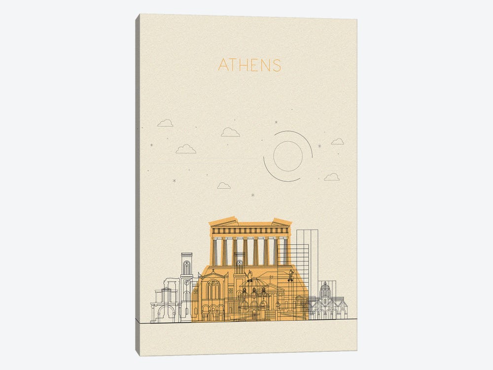 Athens, Greece Cityscape by Ayse Deniz Akerman 1-piece Canvas Art Print